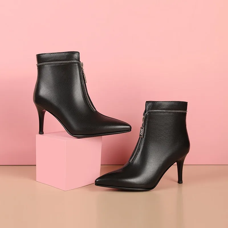 LuxeLeather Exotic Point Toe Slip-On Boots