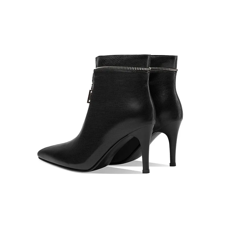 LuxeLeather Exotic Point Toe Slip-On Boots