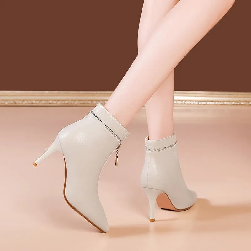 LuxeLeather Exotic Point Toe Slip-On Boots