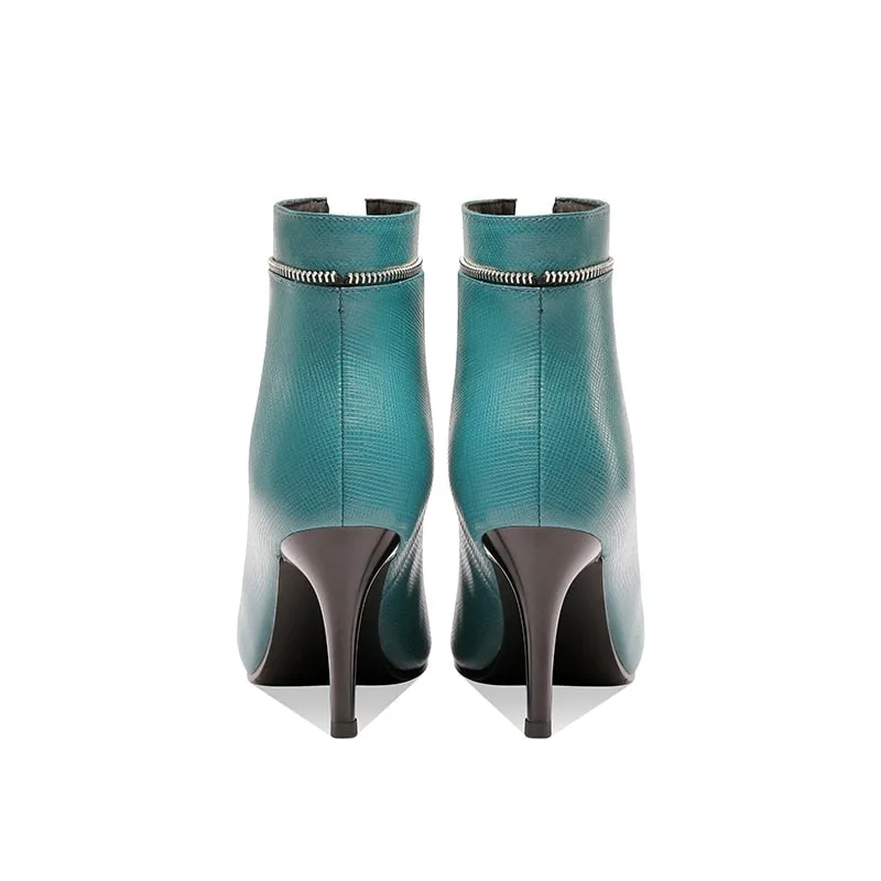 LuxeLeather Exotic Point Toe Slip-On Boots