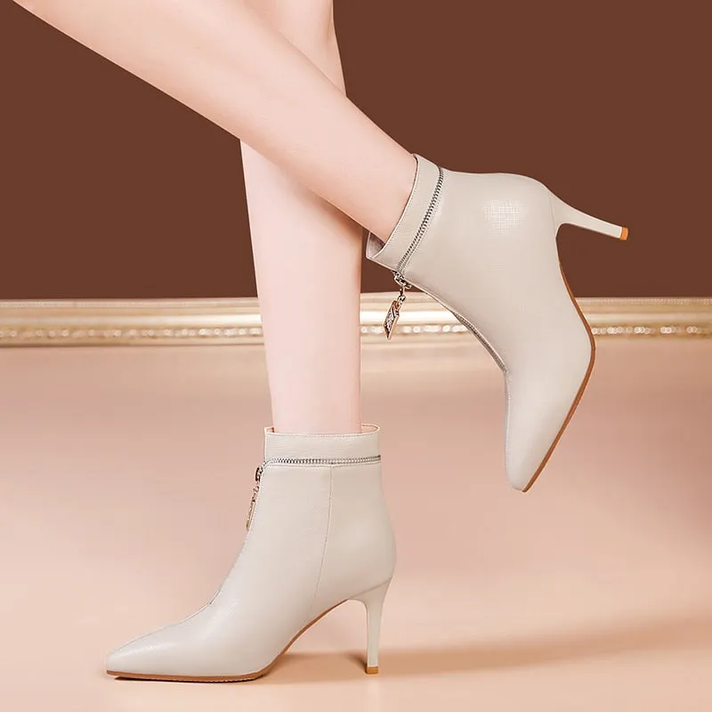 LuxeLeather Exotic Point Toe Slip-On Boots