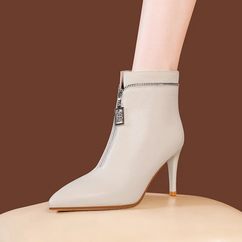 LuxeLeather Exotic Point Toe Slip-On Boots