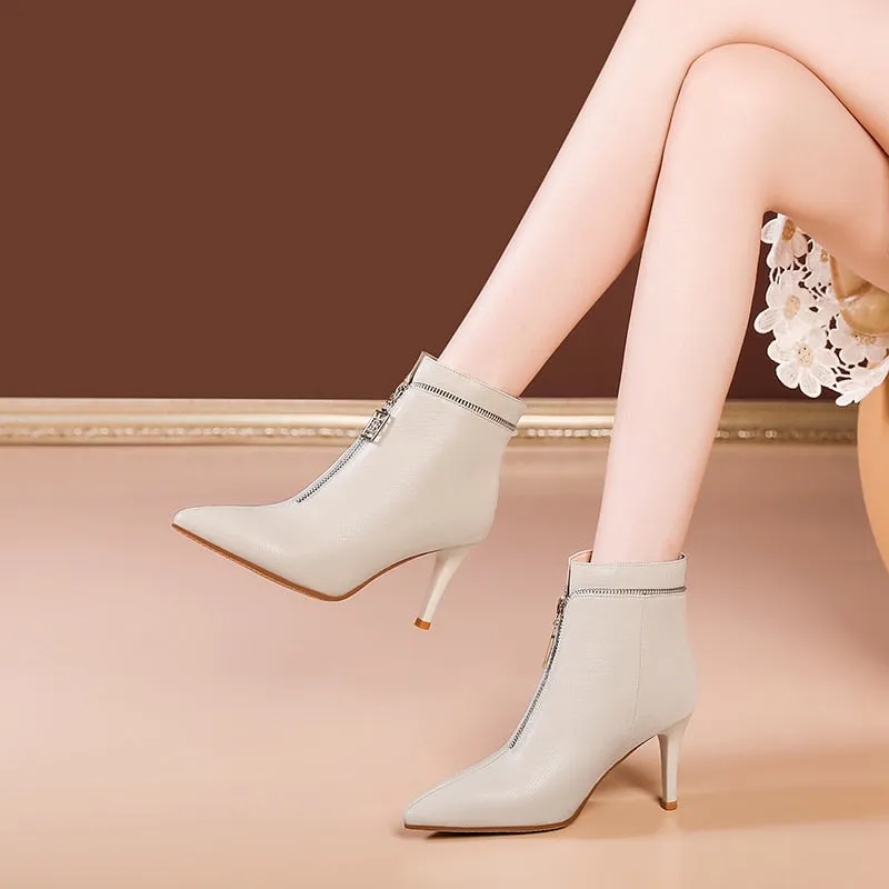 LuxeLeather Exotic Point Toe Slip-On Boots