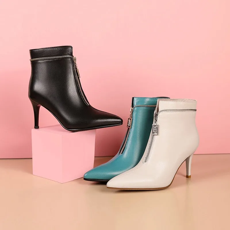 LuxeLeather Exotic Point Toe Slip-On Boots