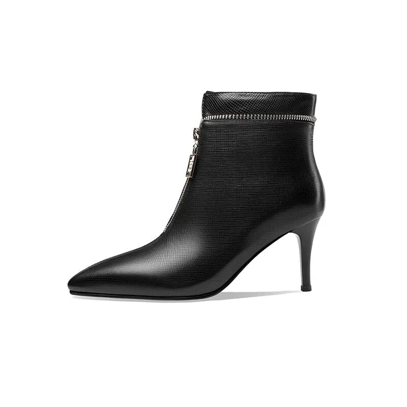 LuxeLeather Exotic Point Toe Slip-On Boots
