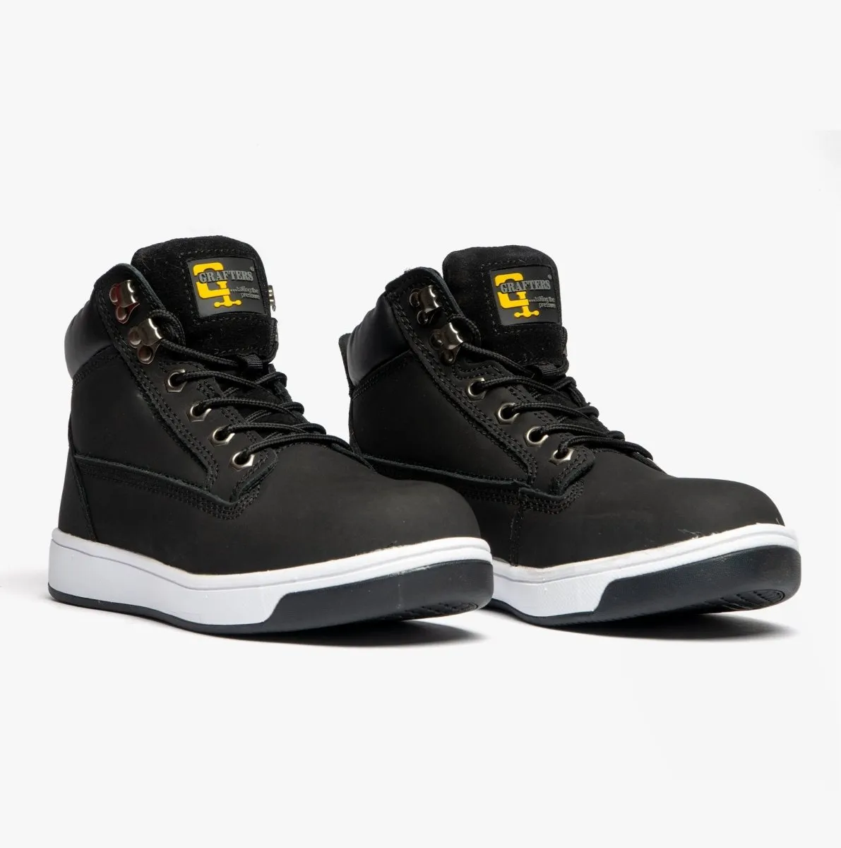 M057A Unisex Nubuck Leather Safety Trainer Boots Black