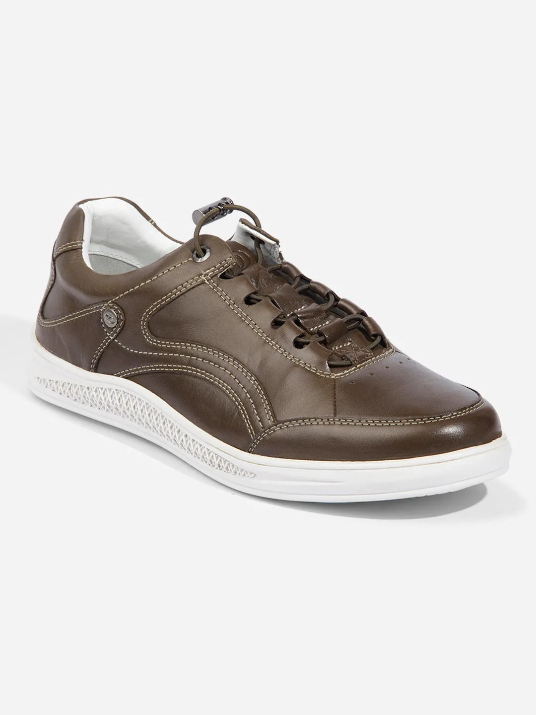 Men Olive Leather Sneaker (ID3090)