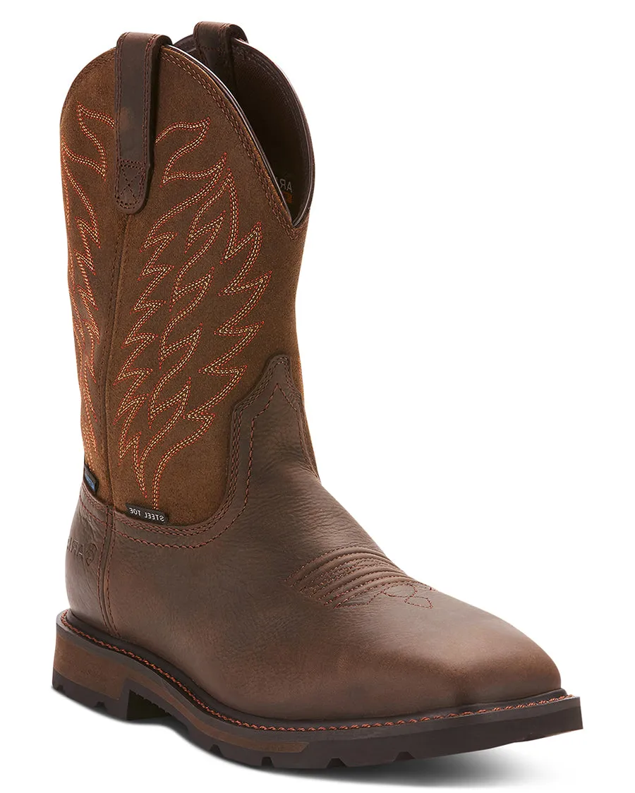 Men's Groundbreaker Wide Square Toe Waterproof Steel Toe Work Boots