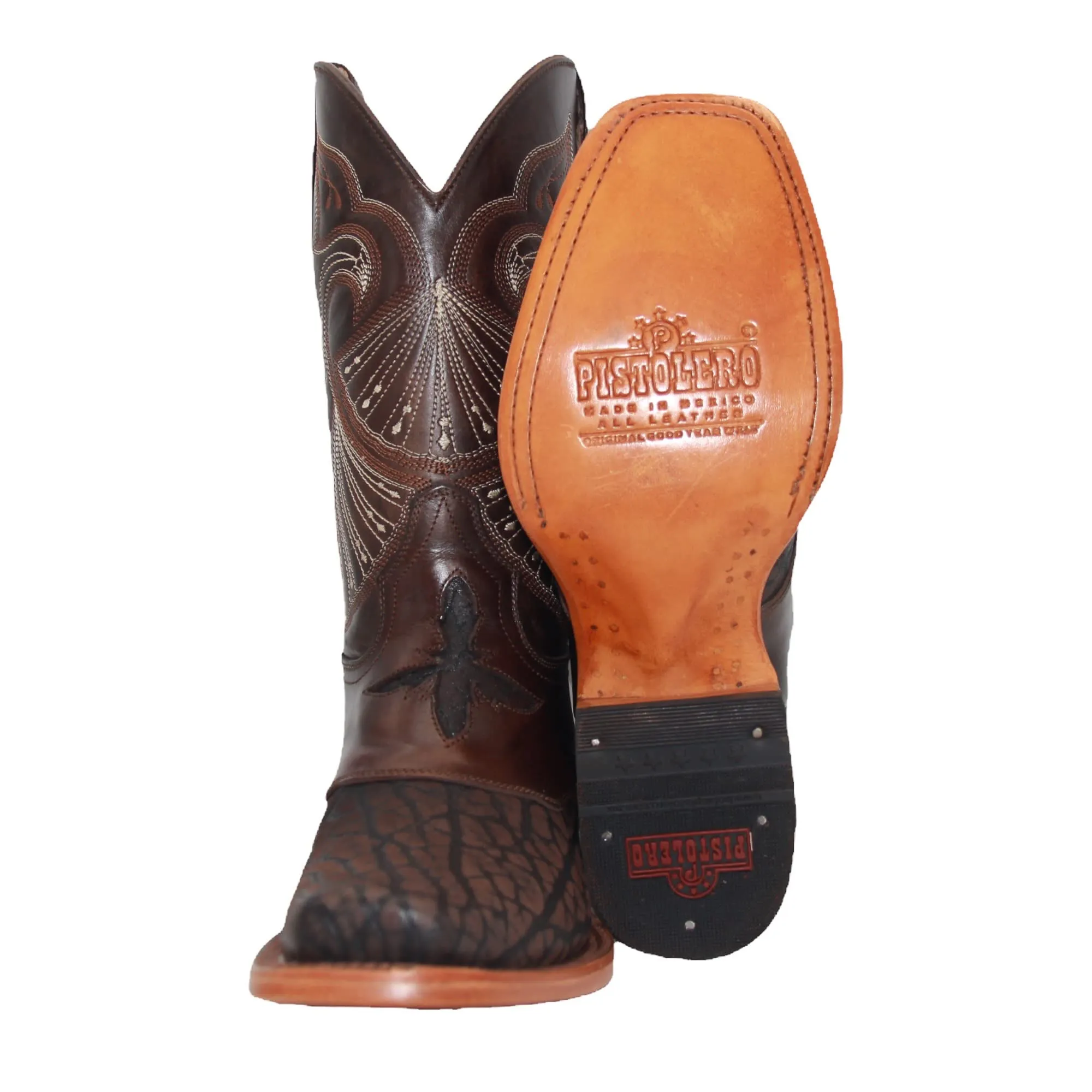 Mens Leather Square Toe Brown Dress Cowboy Boot