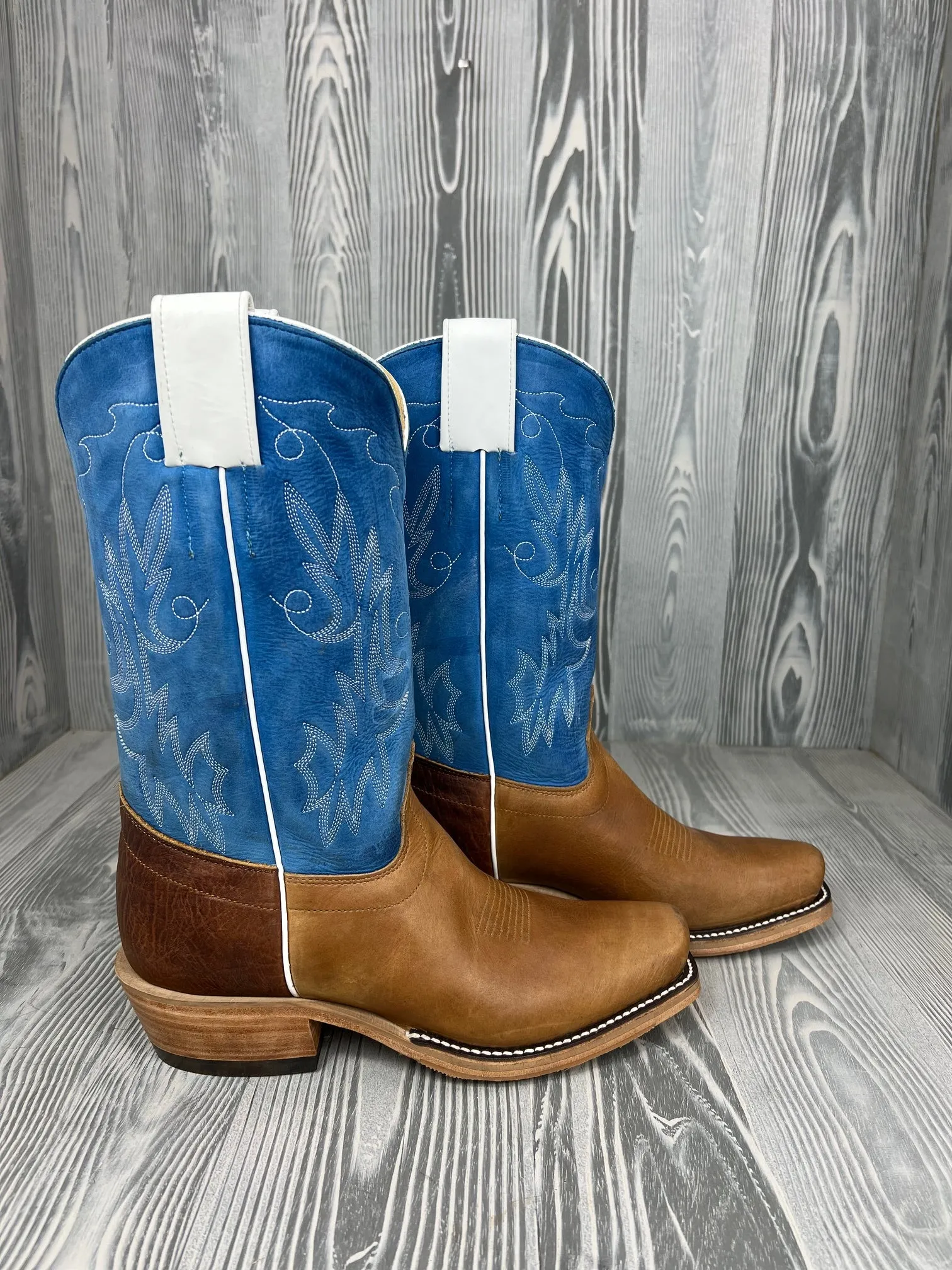 Men's Olathe Vintage Old Town Cognac with 12" Blue Barcelona Tops