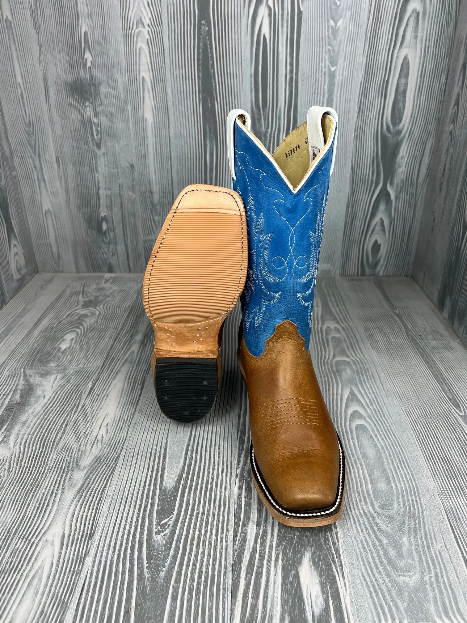 Men's Olathe Vintage Old Town Cognac with 12" Blue Barcelona Tops