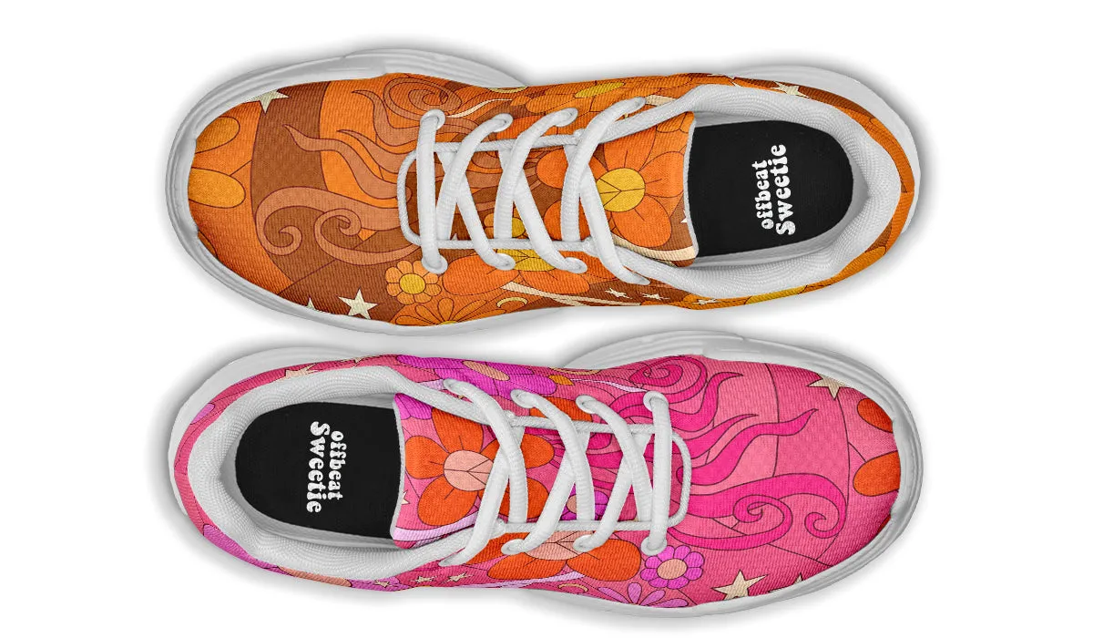 Molly's Mismatched Retro Daisies Chunky Sneakers