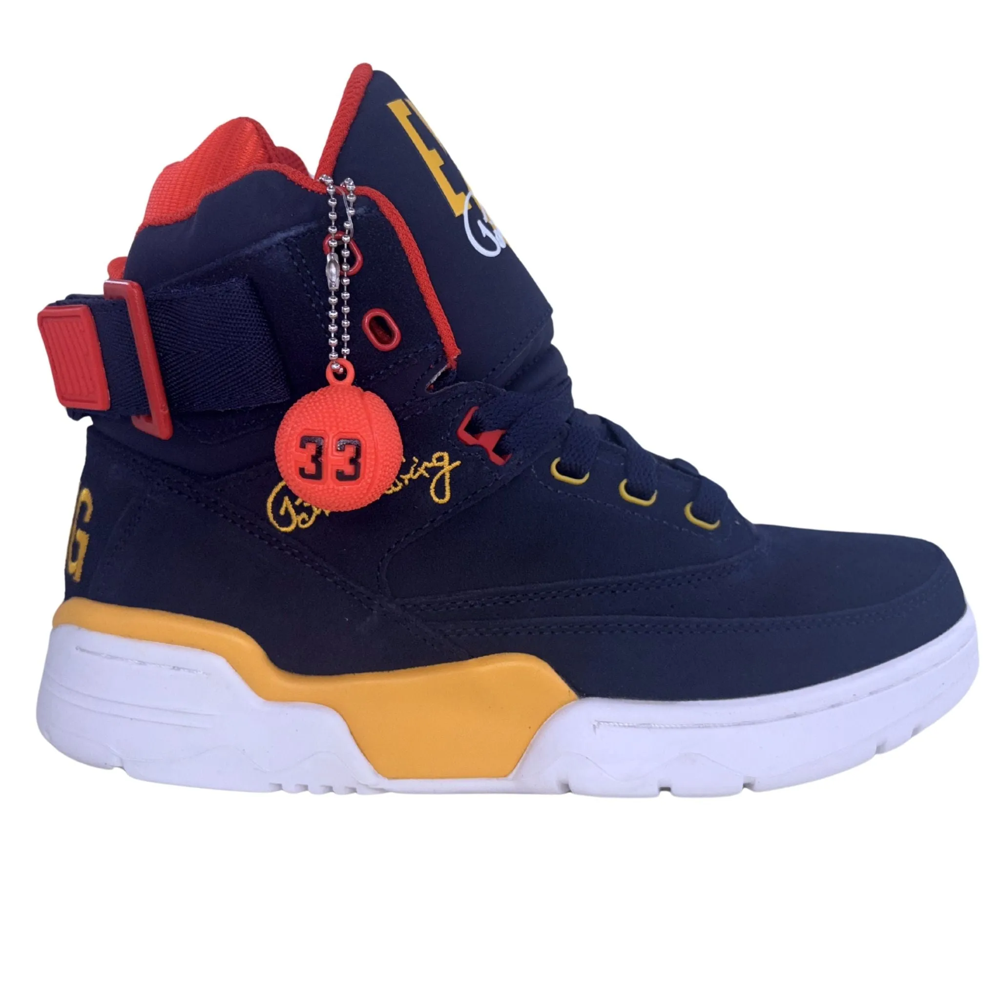 Patrick Ewing Athletics Men's 1EW90128-433 33 HI Bijou Blue Mimosa Red Basketball Shoes