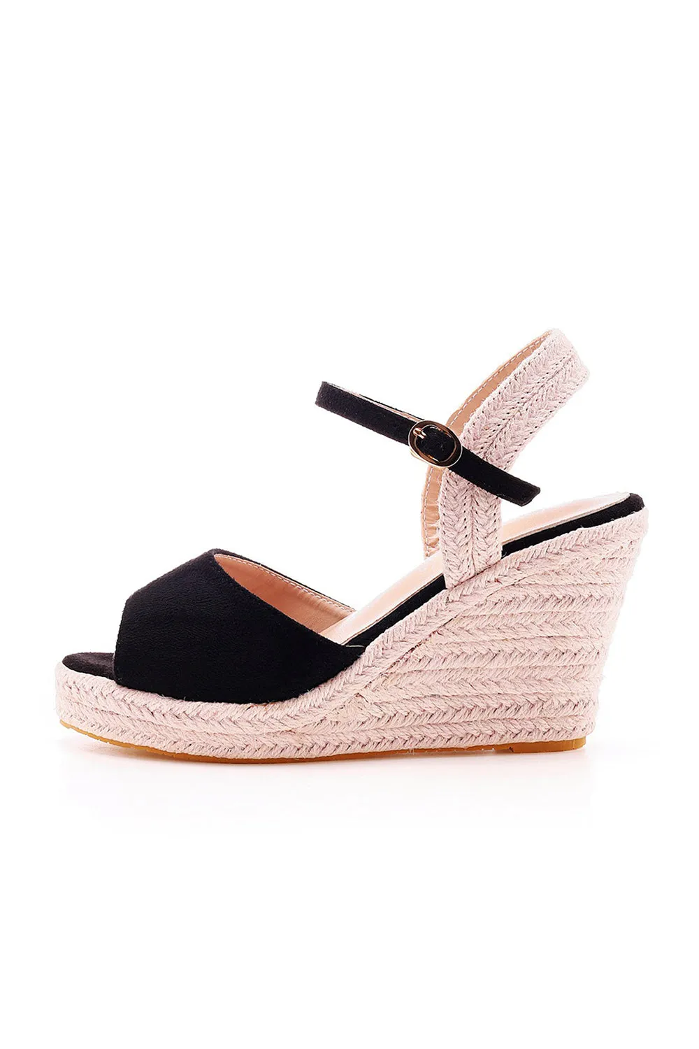 Peep Toe Espadrille Buckle Strap Wedge Sandals