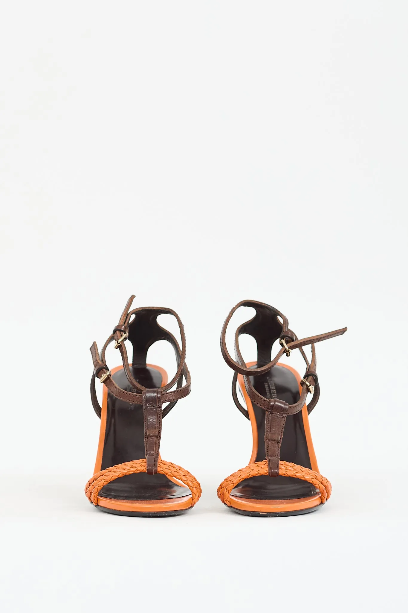 Prorsum Orange & Brown T-Strap Wedge