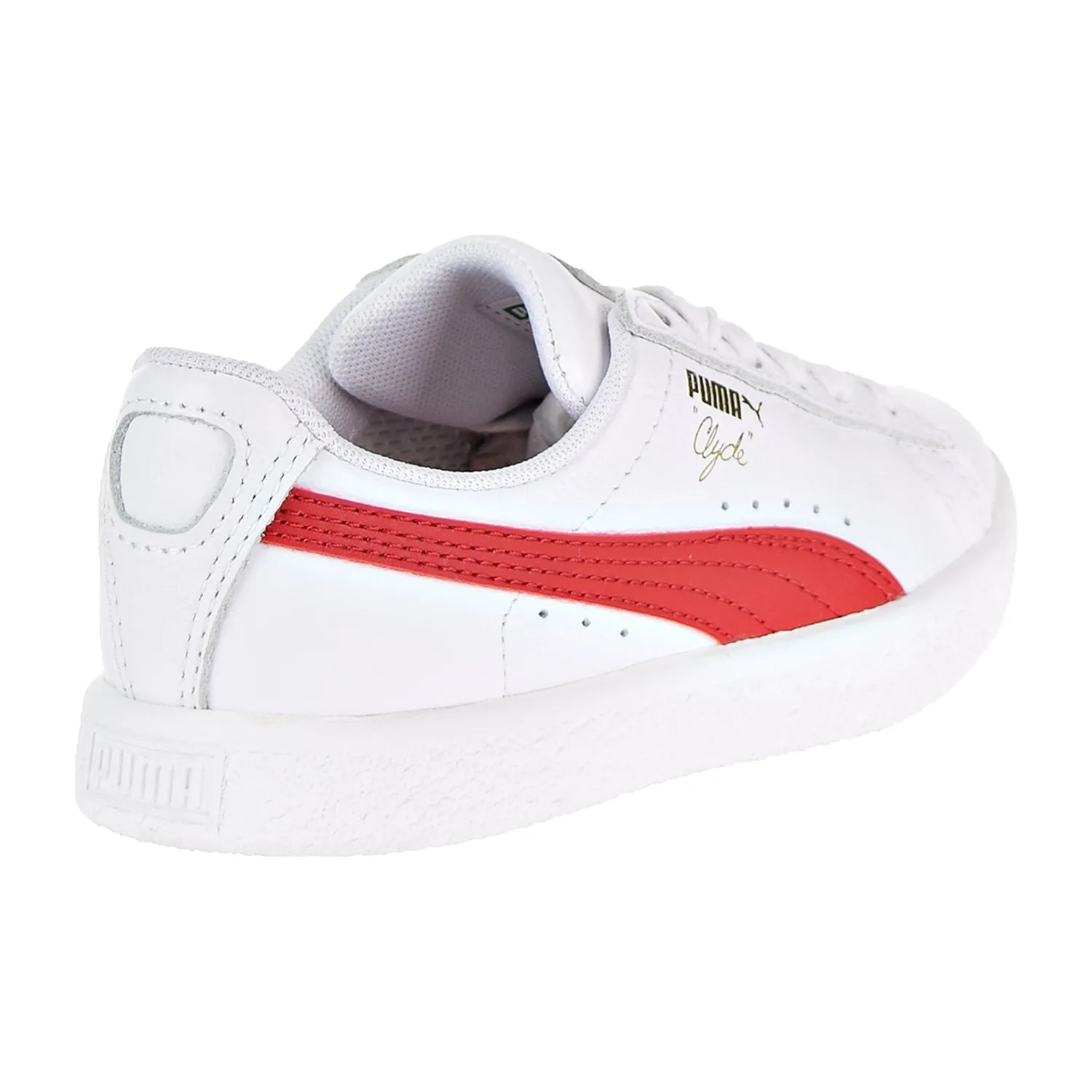 Puma Clyde Core L Foil Little Kid's Shoes White/Cherry