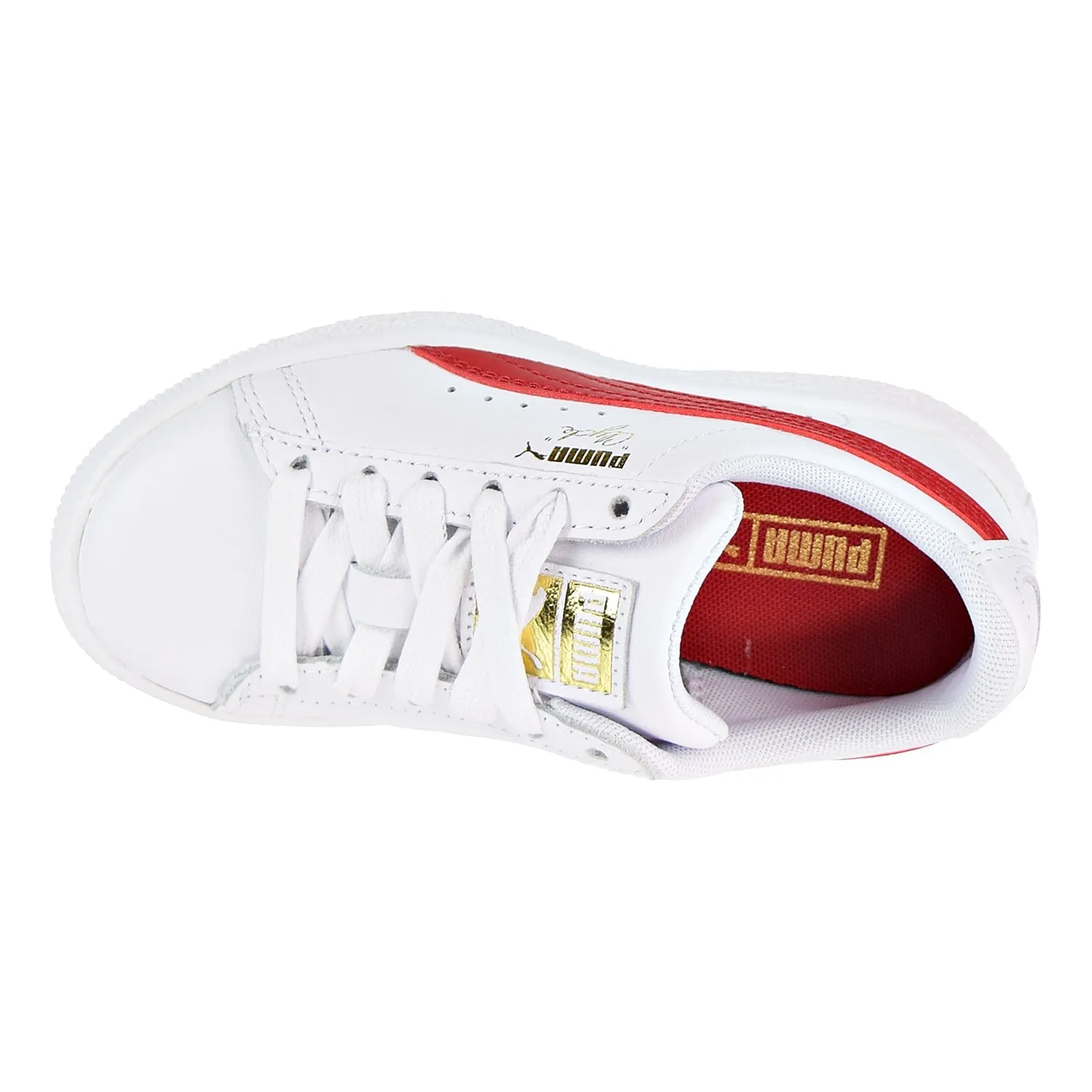 Puma Clyde Core L Foil Little Kid's Shoes White/Cherry