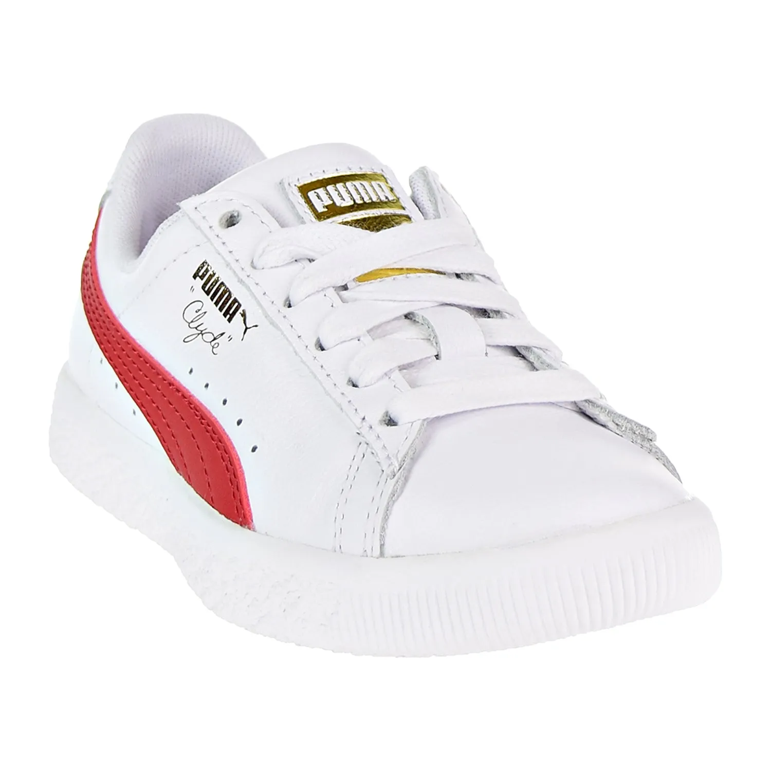 Puma Clyde Core L Foil Little Kid's Shoes White/Cherry