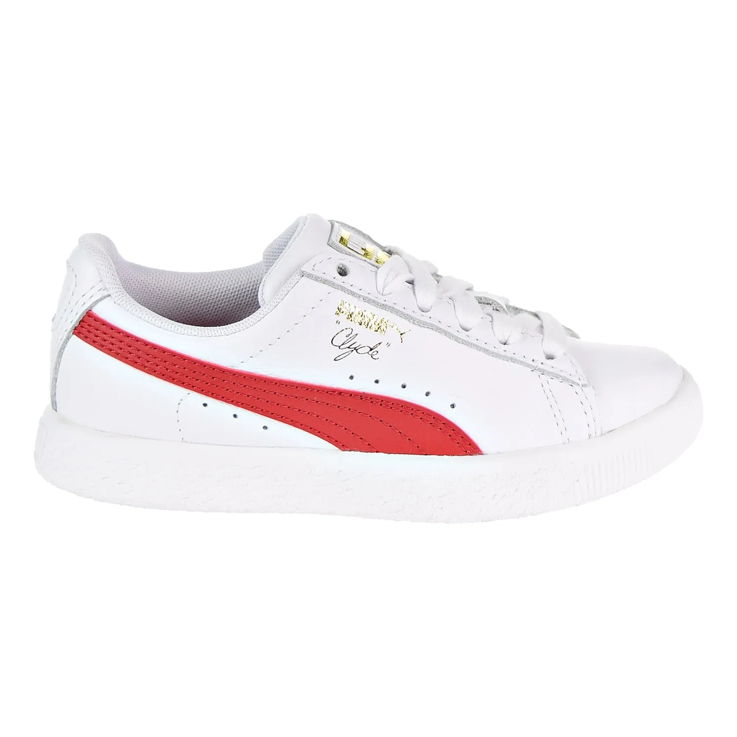 Puma Clyde Core L Foil Little Kid's Shoes White/Cherry