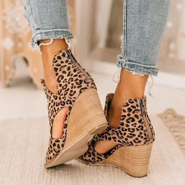 Purpdrank - Leopard Open Toe Wedges