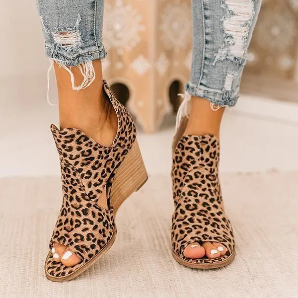 Purpdrank - Leopard Open Toe Wedges