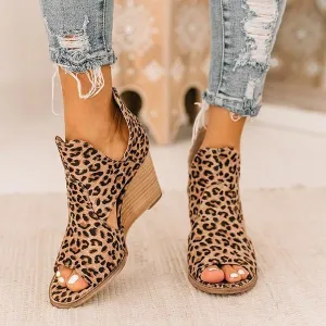 Purpdrank - Leopard Open Toe Wedges