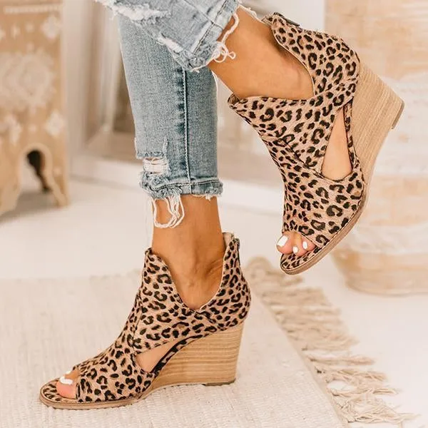 Purpdrank - Leopard Open Toe Wedges
