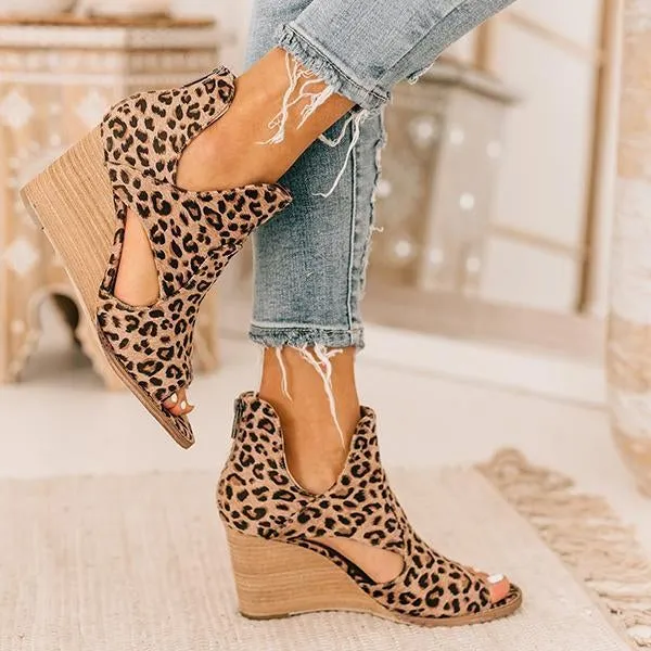 Purpdrank - Leopard Open Toe Wedges
