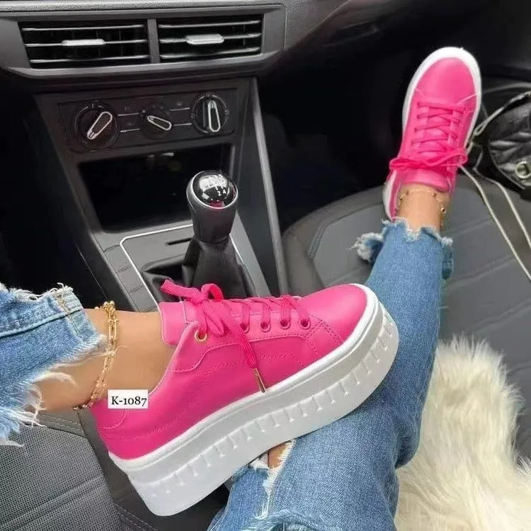 Purpdrank - Platform White Shoes Woman Sneakers Fashion Ladies Trainers Baskets Femme Casual Chunky Sneakers Woman Big Size 43