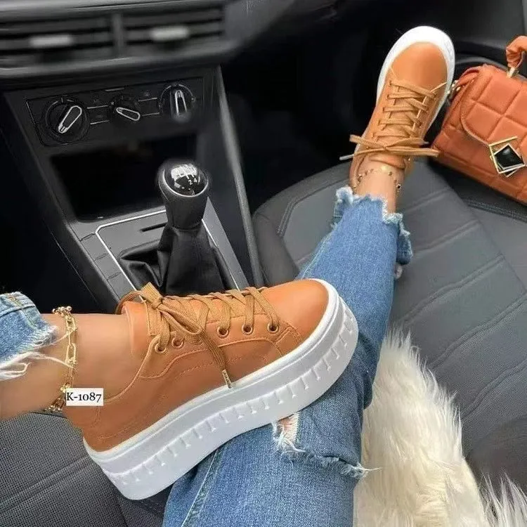 Purpdrank - Platform White Shoes Woman Sneakers Fashion Ladies Trainers Baskets Femme Casual Chunky Sneakers Woman Big Size 43