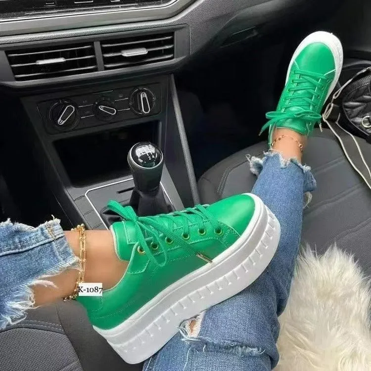 Purpdrank - Platform White Shoes Woman Sneakers Fashion Ladies Trainers Baskets Femme Casual Chunky Sneakers Woman Big Size 43