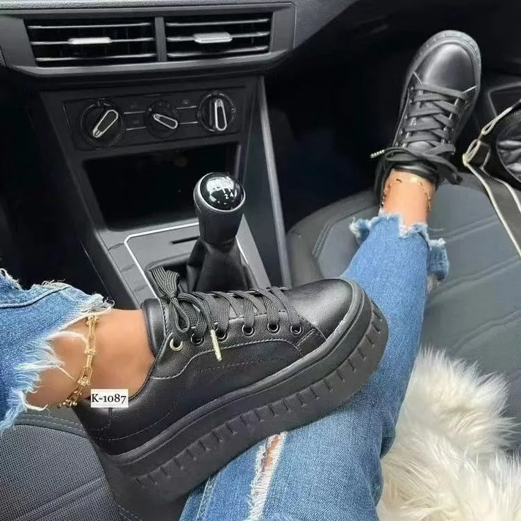 Purpdrank - Platform White Shoes Woman Sneakers Fashion Ladies Trainers Baskets Femme Casual Chunky Sneakers Woman Big Size 43
