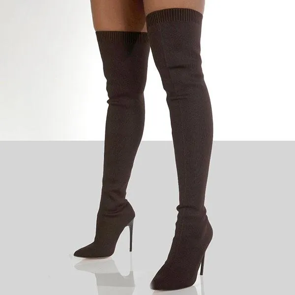 Purpdrank - Stylish Knitting Stiletto Over The Knee Boots