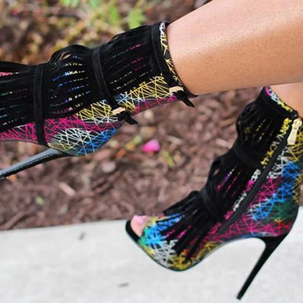 Purpdrank - Tassel Zipper Fashion High Heels