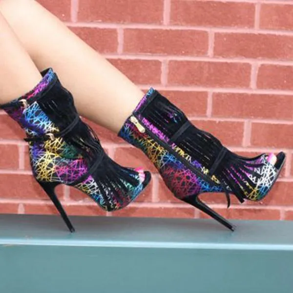 Purpdrank - Tassel Zipper Fashion High Heels