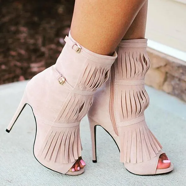 Purpdrank - Tassel Zipper Fashion High Heels