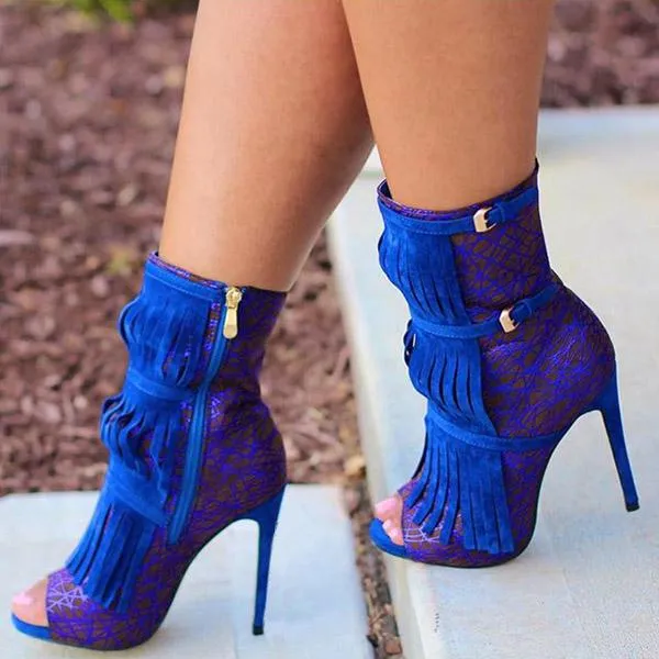 Purpdrank - Tassel Zipper Fashion High Heels