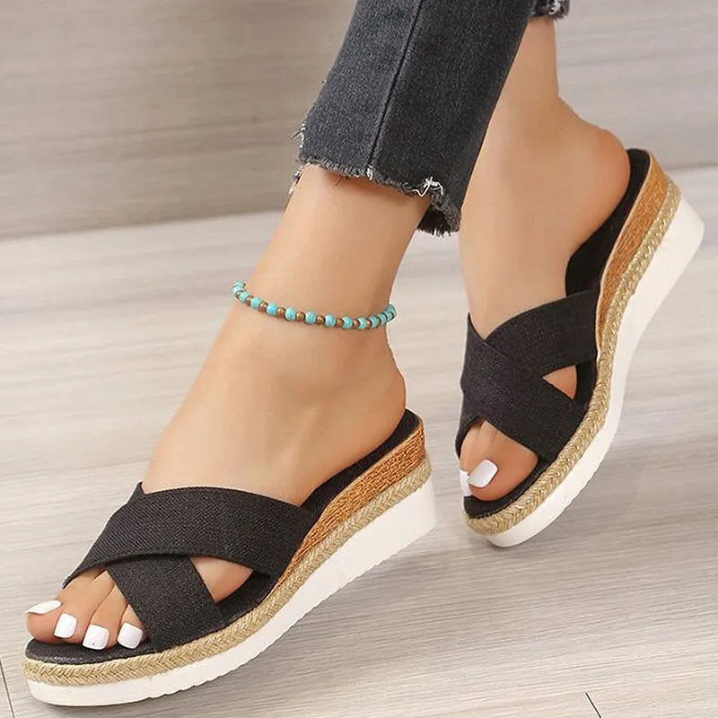 Purpdrank - Women Sandals 2023 New Summer Shoes For Women Wedge Sandals Medium Heels Zapatos Mujer Platform Slippers Women Summer Footwear