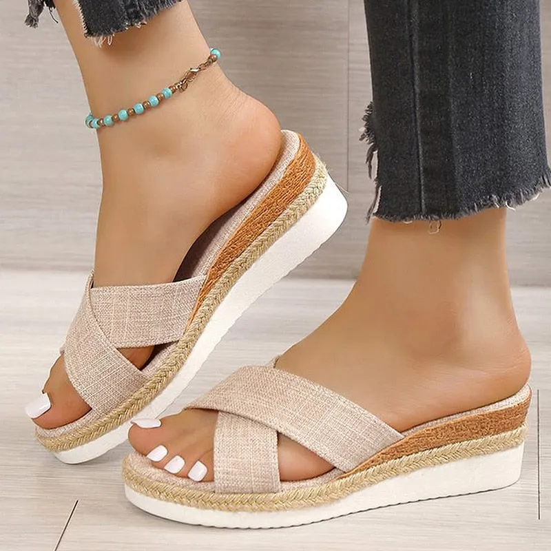 Purpdrank - Women Sandals 2023 New Summer Shoes For Women Wedge Sandals Medium Heels Zapatos Mujer Platform Slippers Women Summer Footwear