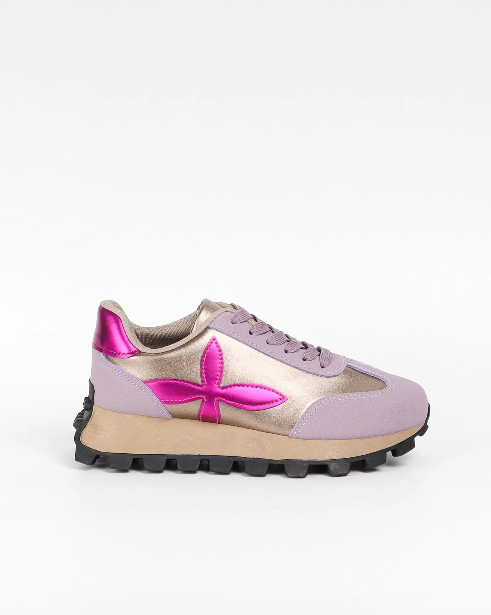 PURPLE LACE UP DESIGNER CHUNKY SNEAKERS TRAINERS