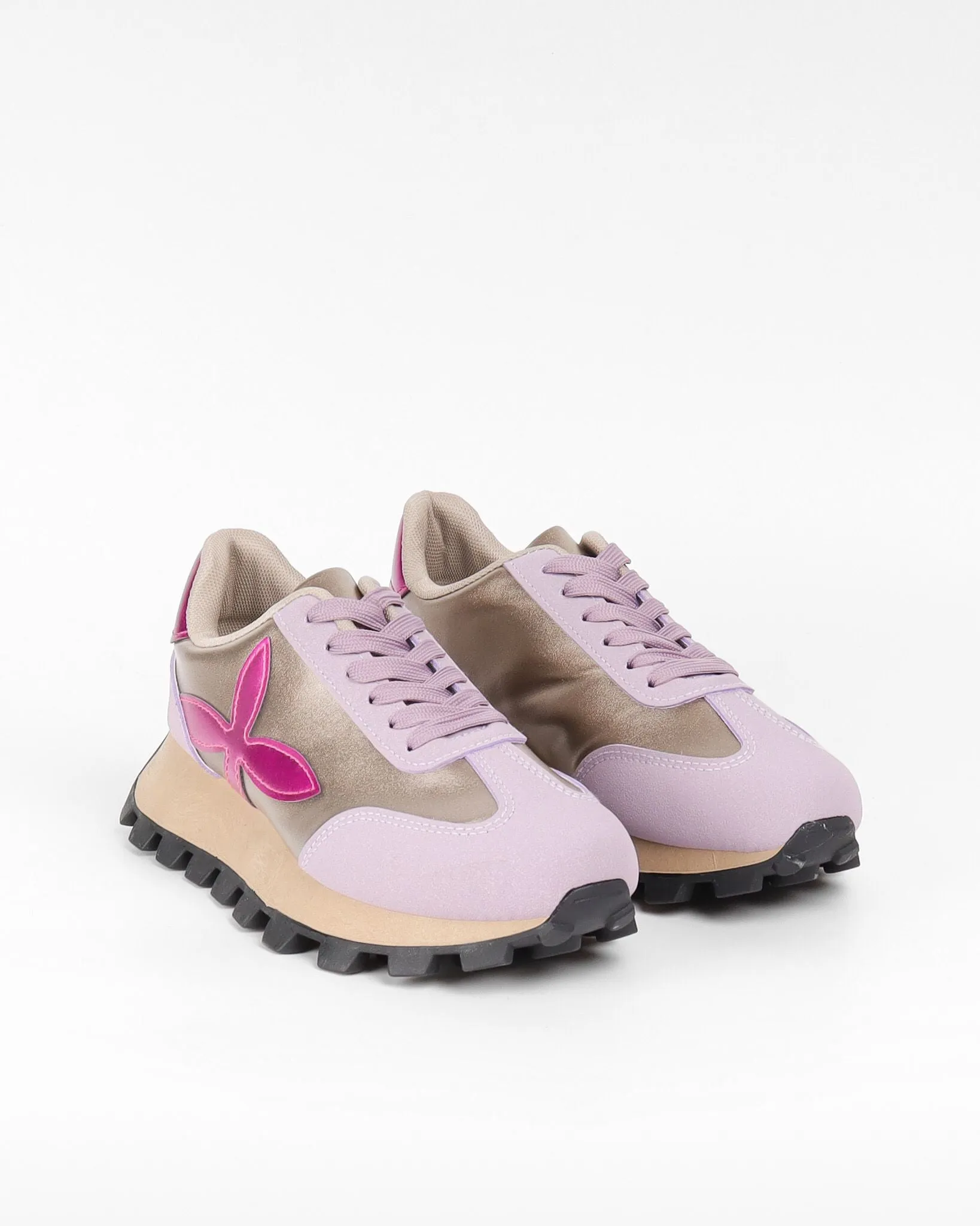 PURPLE LACE UP DESIGNER CHUNKY SNEAKERS TRAINERS
