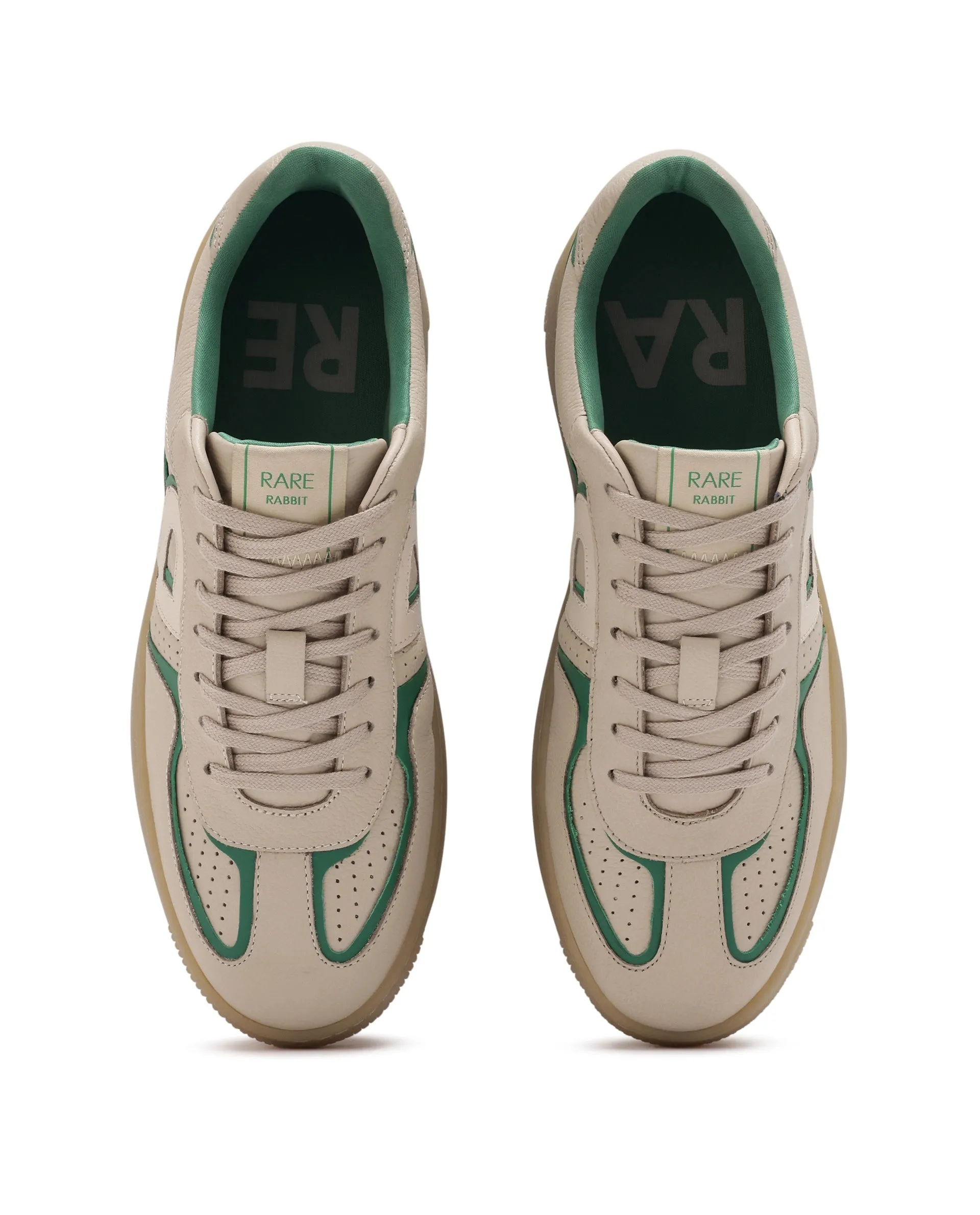 Rare Rabbit Men Ascend Beige Dual Tone Genuine Leather Lace-Up Low Top Sneaker Shoes