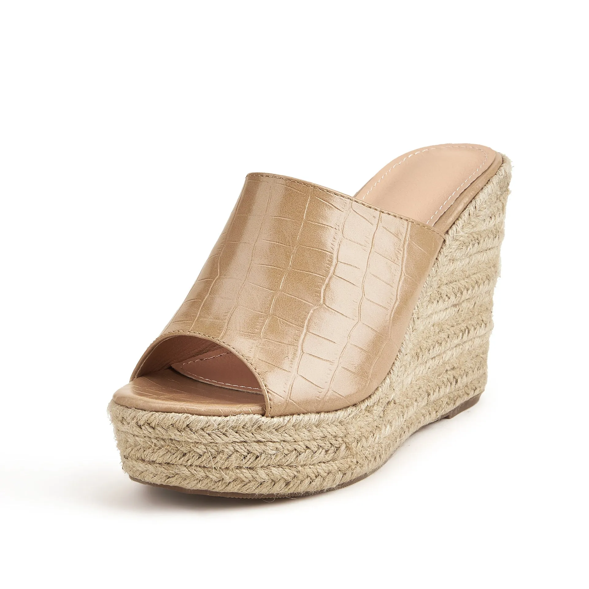 Retro Crocodile Pattern Wedge Heels