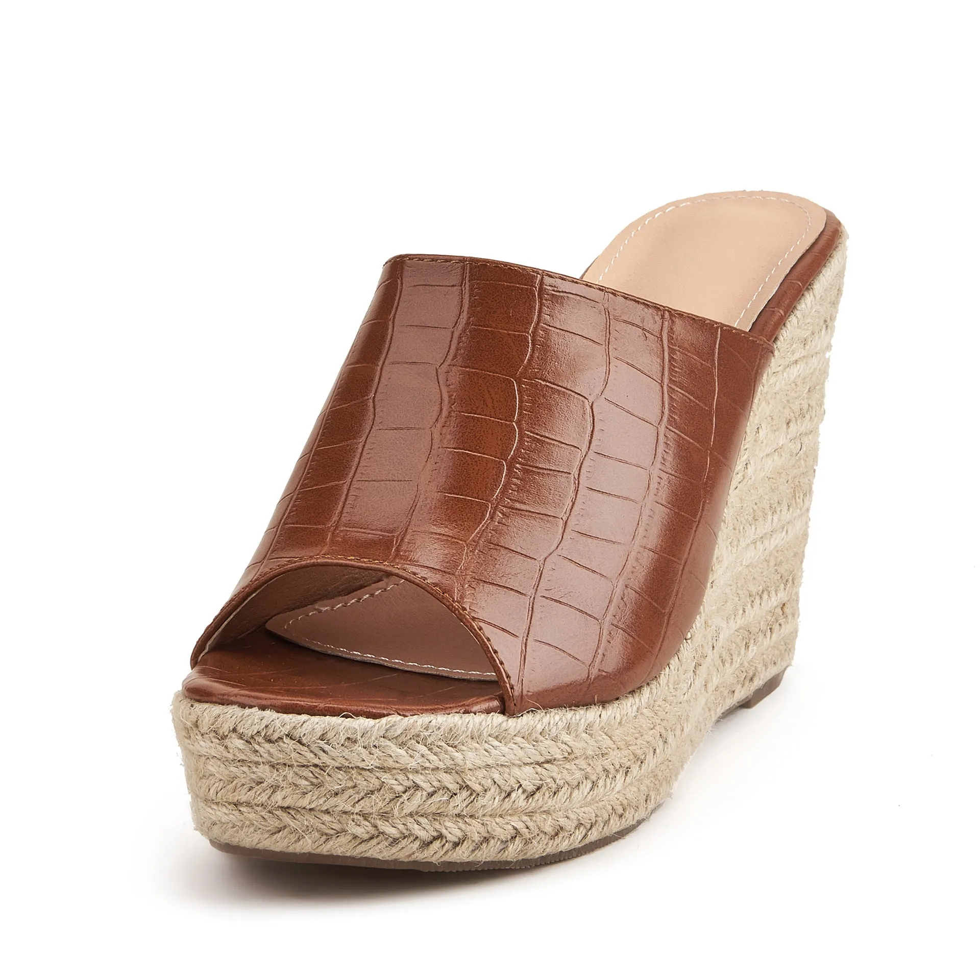 Retro Crocodile Pattern Wedge Heels