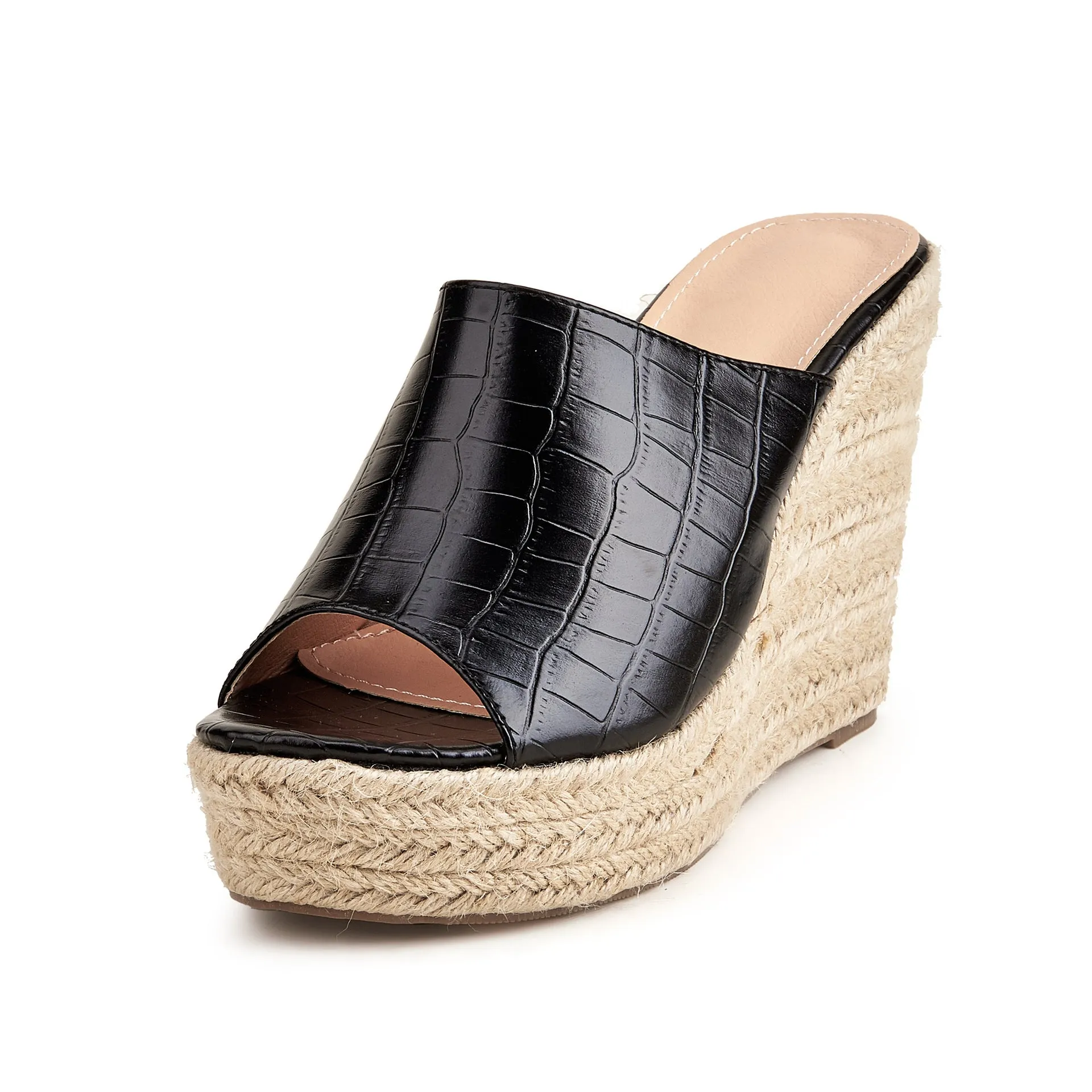 Retro Crocodile Pattern Wedge Heels