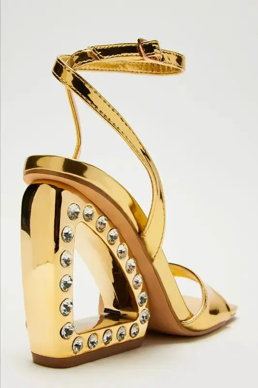 Rhinestone Detailed Open Wedge