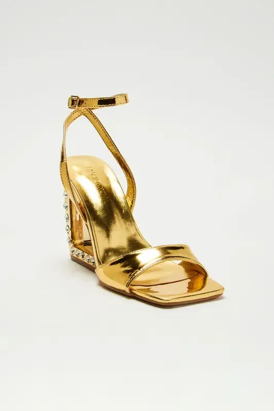 Rhinestone Detailed Open Wedge