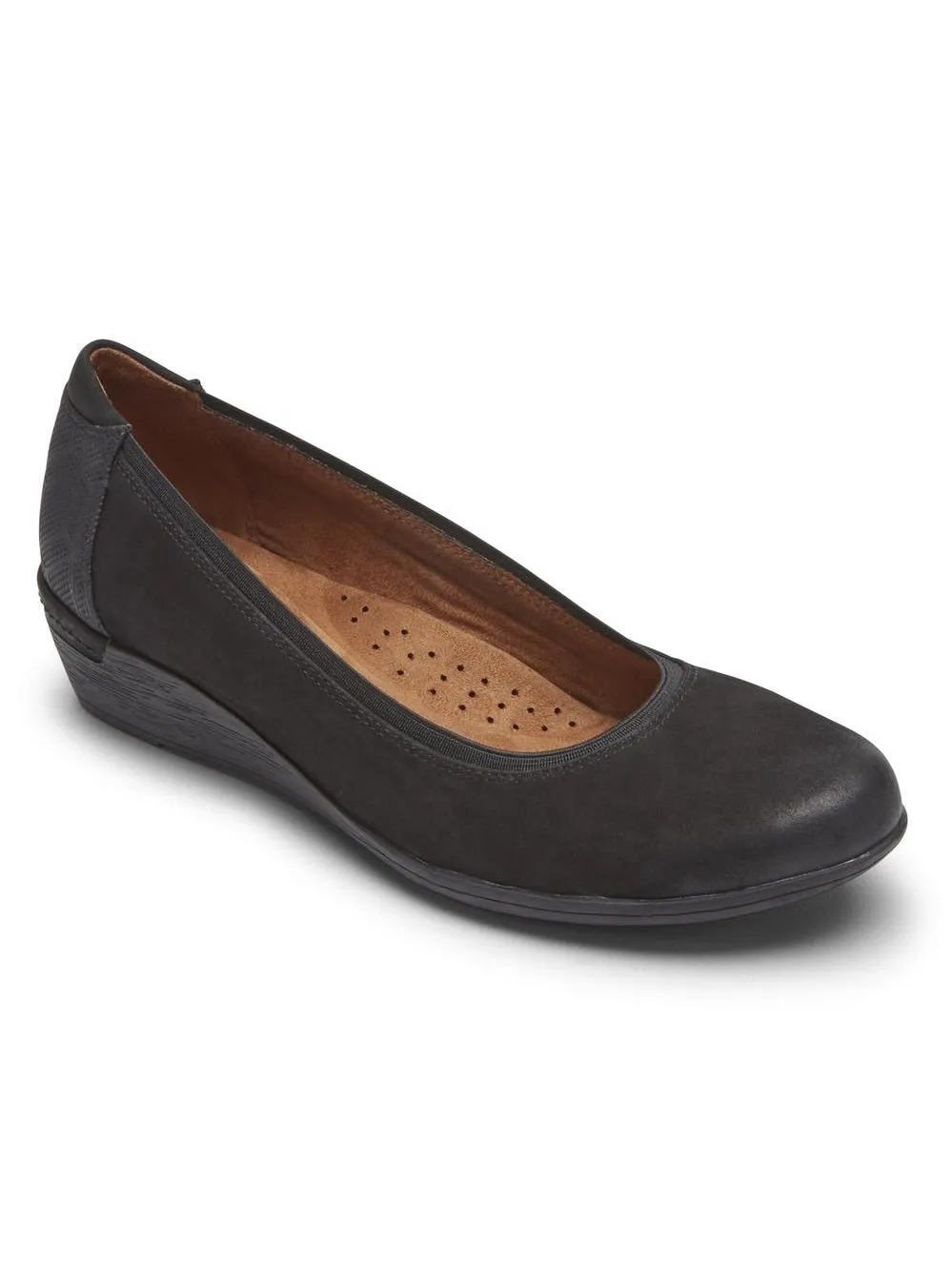 Rockport Womens Cobb Hill Devyn Wedge Pump Black Nubuck CI2835