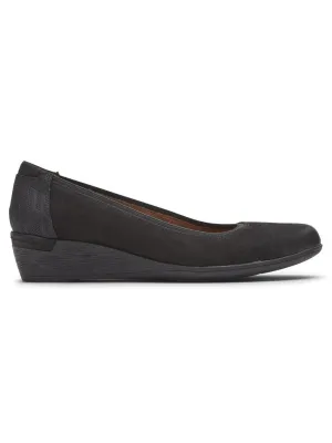 Rockport Womens Cobb Hill Devyn Wedge Pump Black Nubuck CI2835