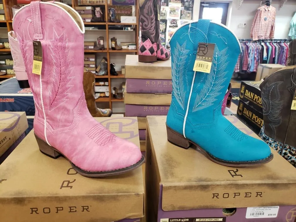 Roper Girls Fuchsia Pink Faux Leather Taylor Cowboy Boots 09-018-1939-2404